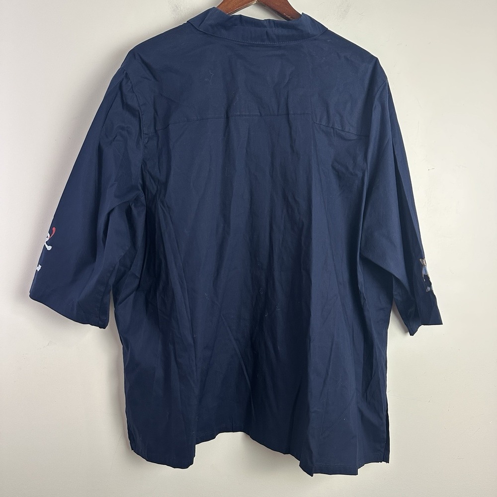 Copa‎ Cabana Sailboat Top Womens 2XWP Button Up Nautical Coastal Preppy Navy NWT - Picture 6 of 8